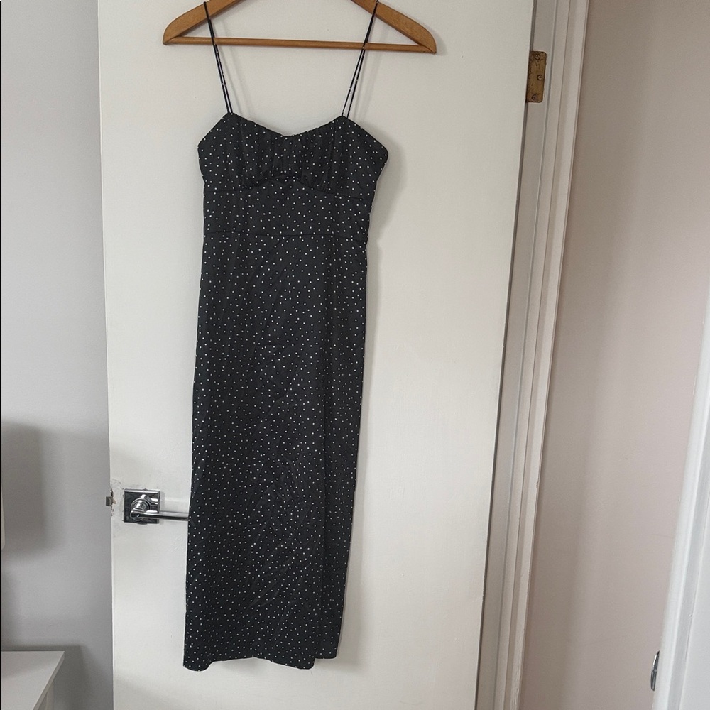 Zara Black Midi Dress with White Dots